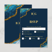 Cartons Réponse Mariage de Parties scintillant de la géométrie de  (Devant / Derrière)