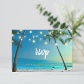 Cartons Réponse Mariage de plage Chaîne Lumières Palm Trees Mariag (Debout devant)