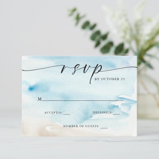 Cartons Réponse Mariage de plage d'été océan aquarelle (Debout devant)