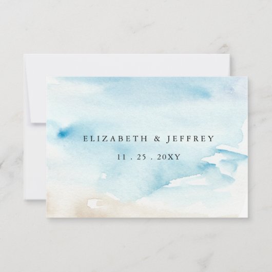 Cartons Réponse Mariage de plage d'été océan aquarelle (Dos)