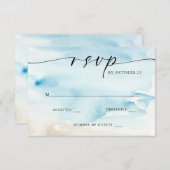 Cartons Réponse Mariage de plage d'été océan aquarelle (Devant / Derrière)
