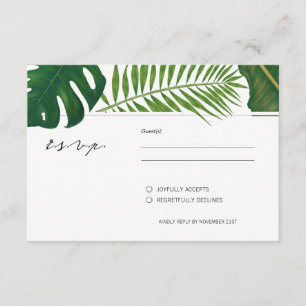Cartons Réponse Mariage de plage Feuille tropicale peinte
