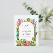 Cartons Réponse Mariage de plage fleurie Feuille tropicale (Debout devant)