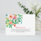 Cartons Réponse Mariage de plage florale tropicale Détails (Debout devant)