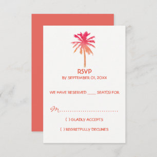 Cartons Réponse Mariage de plage Tropical Sunset Palm Tree Beach