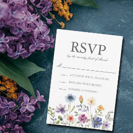 Cartons Réponse Mariage de printemps élégant aux fleurs sauvages