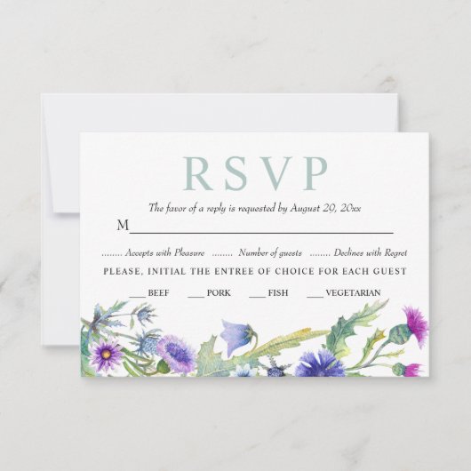 Cartons Réponse Mariage de printemps fleur sauvage de couleur d'ea (Devant)