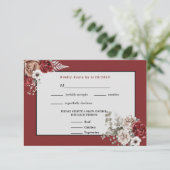 Cartons Réponse Mariage de Roses Burgundy, Blush Rose et Blanc RSV (Debout devant)