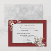 Cartons Réponse Mariage de Roses Burgundy, Blush Rose et Blanc RSV (Devant / Derrière)