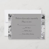 Cartons Réponse Mariage de roses noires et blanches et de perles d (Dos)