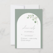 Cartons Réponse Mariage de script botanique moderne Sage Green Arc (Dos)