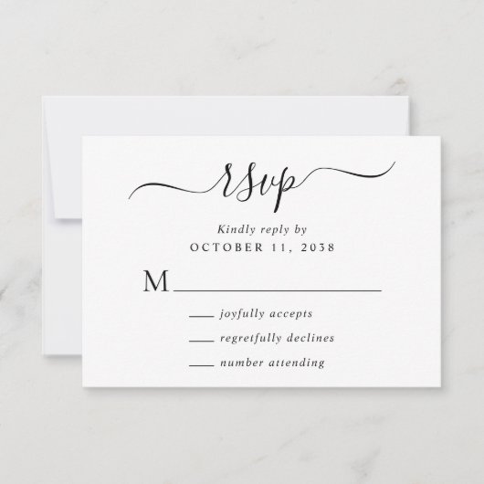 Cartons Réponse Mariage de script chic (Devant)