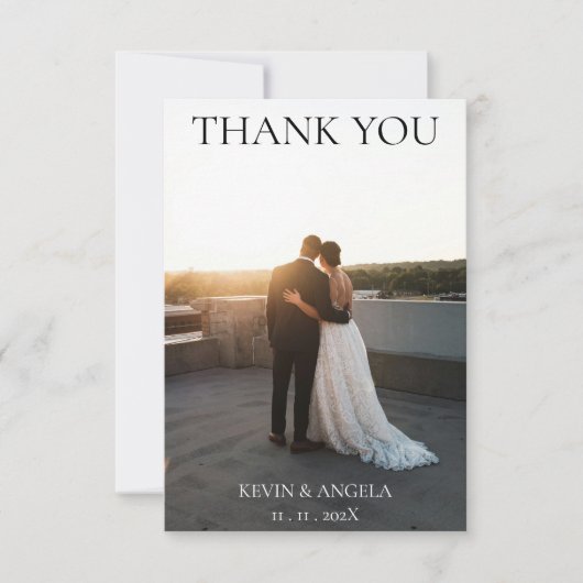 Cartons Réponse Mariage de script classique avec photo (Devant)