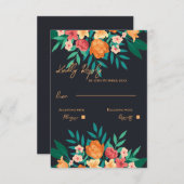 Cartons Réponse Mariage de script d'aquarelle jaune et orange (Devant / Derrière)