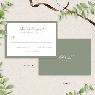 Cartons Réponse Mariage de script de bordure verte de la taille fo