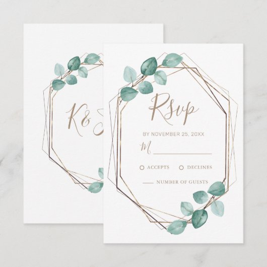 Cartons Réponse Mariage de script de café Eucalyptus moderne (Devant / Derrière)