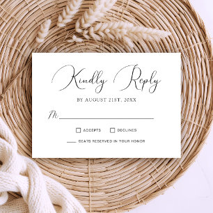 Cartons Réponse Mariage de script de calligraphie chic minimaliste