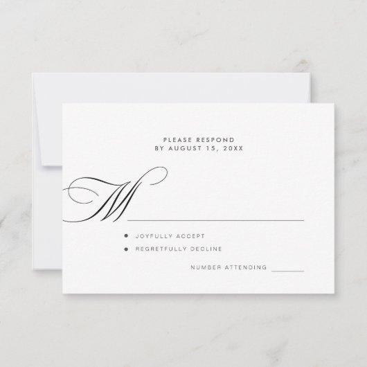 Cartons Réponse Mariage de script de calligraphie moderne et éléga (Dos)