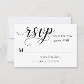 Cartons Réponse Mariage de script de calligraphie noir et blanc mo (Devant)