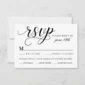 Cartons Réponse Mariage de script de calligraphie noir et blanc mo (Devant)