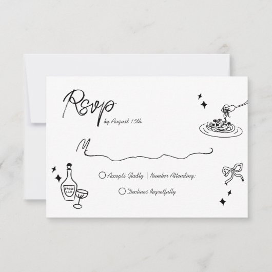 Cartons Réponse Mariage de script de gribouillages tendance (Devant)
