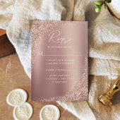 Cartons Réponse Mariage de script de Parties scintillant d'or rose