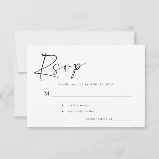 Cartons Réponse Mariage de script décontracté simple et moderne (Devant)