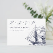 Cartons Réponse Mariage de script d'illustration de navire nautiqu (Debout devant)