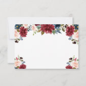 Cartons Réponse Mariage de script élégant à la florale rose vif bo (Dos)