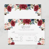 Cartons Réponse Mariage de script élégant à la florale rose vif bo (Devant / Derrière)