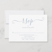 Cartons Réponse Mariage de script élégant bleu foncé (Devant)