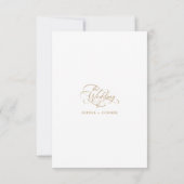 Cartons Réponse Mariage de script élégant Delicate Gold & White (Dos)