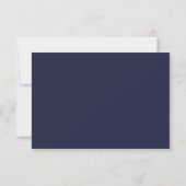Cartons Réponse Mariage de script élégant et moderne bleu marine (Dos)