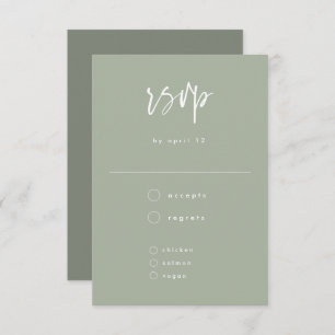 Cartons Réponse Mariage de script manuscrit minimal vert Sage