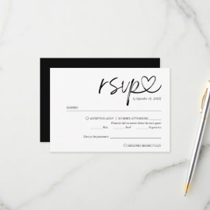 Cartons Réponse Mariage de script manuscrit minimaliste simple