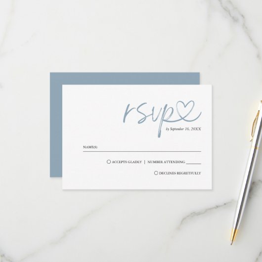 Cartons Réponse Mariage de script manuscrit minimaliste simple (Devant/Arrière en situation)