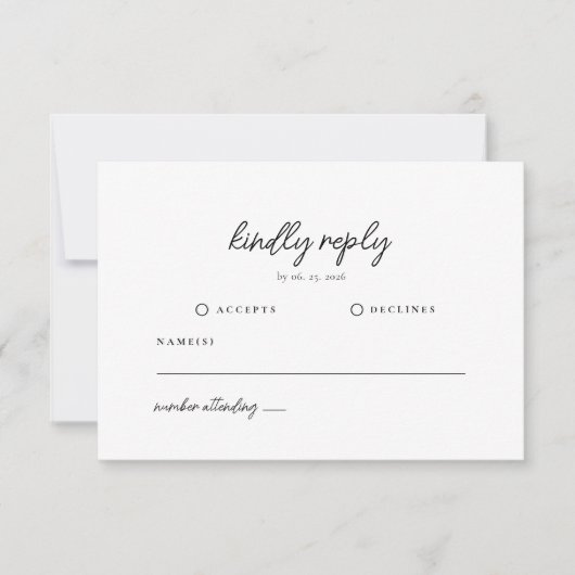 Cartons Réponse Mariage de script minimal classique (Devant)