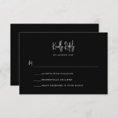 Cartons Réponse Mariage de script minimaliste manuscrit noir (Devant / Derrière)