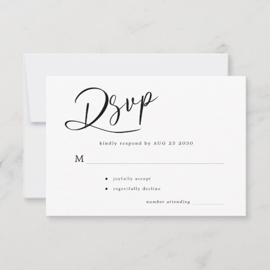 Cartons Réponse Mariage de script moderne minimal simple (Devant)
