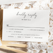 Cartons Réponse Mariage de script moderne simple blanc