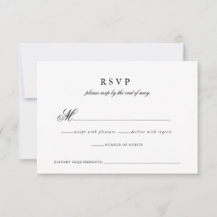 Cartons Réponse Mariage de script Monogramme minimaliste moderne