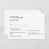 Cartons Réponse Mariage de script noir et blanc minimal (Devant / Derrière)