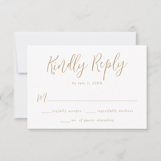 Cartons Réponse Mariage de script ocre simple (Devant)