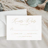 Cartons Réponse Mariage de script or élégant moderne