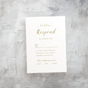 Cartons Réponse Mariage de script romantique simple or