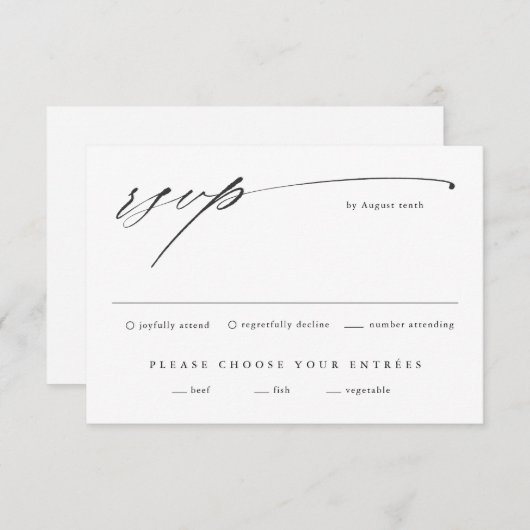 Cartons Réponse Mariage de script simple (Devant / Derrière)