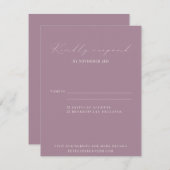 Cartons Réponse Mariage de script violet classique élégant Dusty (Devant / Derrière)
