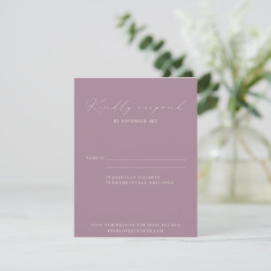 Cartons Réponse Mariage de script violet classique élégant Dusty