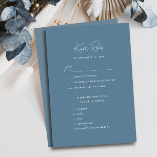 Cartons Réponse Mariage de script Whimsical moderne bleu Dusty