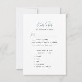 Cartons Réponse Mariage de script Whimsical moderne bleu Dusty (Devant)